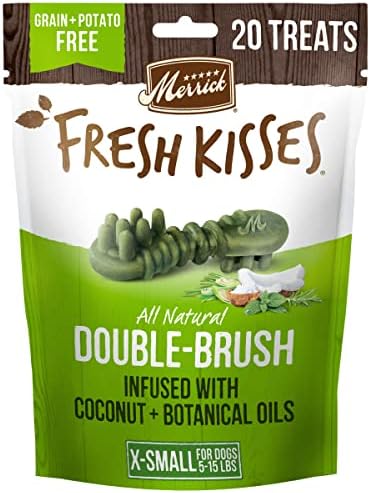 Merrick Fresh Kisses Natural Dental Chews Infused With Coconut And Botanical Oils For Tiny Dogs 5-15 Lbs - 20 ct. Bag