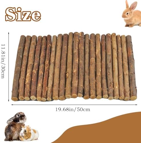 Large Wooden Rabbit Bridge Ladder,19.68 x 11.81 inches Flexible Bunny Tunnel Hideout House Hamster Natural Chew Toy Small Animal Climbing Ramp for Guinea Pig Chinchilla Rabbit Ferret Hedgehog