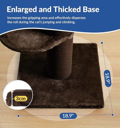 Cat Craft 43" Short Plush Cat Scratching Post with Perch & Bed, Brown