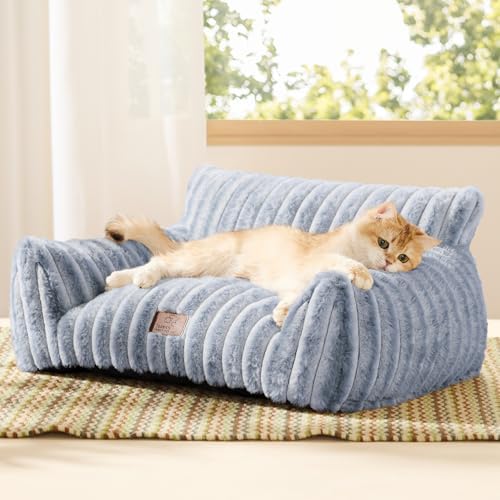 Bedsure ComfyFleece™ Shown on TV Fluffy Cat Couch for Pets,24in Blue Indigo