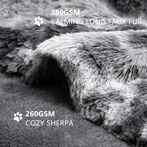 gogobunny Waterproof Dog Blanket for Couch & Furniture Protection - Super Soft Reversible Throw for Large Dogs & Cats, Calming Washable Fur & Sherpa Pet Blanket (40x50 Inch, Tie-dye Grey)