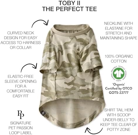 Pet Passion Toby II Dog T-Shirt, 3 Pack, Sage Camo, XX-Large