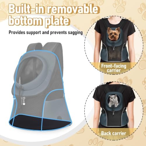 WOYYHO Pet Dog Carrier Backpack, Ventilated Mesh Small Dog Front Backpack
