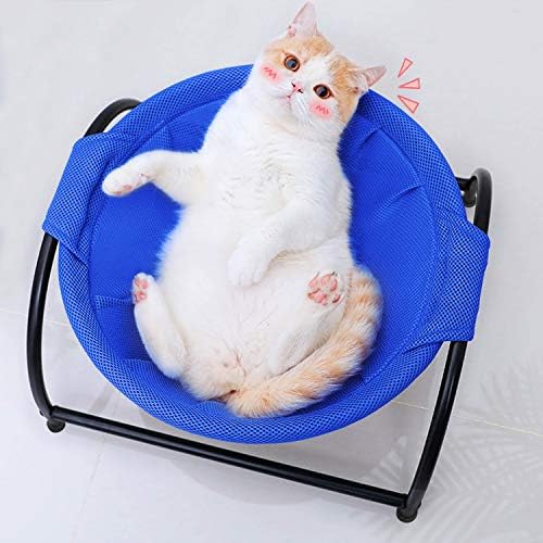 MeowWoof Cat Hammock Bed, Elevated Cat Stand, Washable Pet Sleep Supplies for Kitten Puppy (Blue Black)