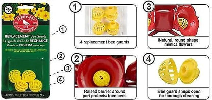 Perky-Pet Replacement Bee Guards for Hummingbird Feeders - Keep Bees Out of Nectar - 205Y - Yellow Replacement Bee Guards - For Models 203CPBN, 203CPBR, 204CP-4, 403CP - 4 Pack