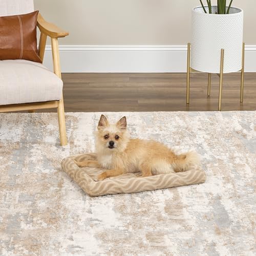 MidWest Homes for Pets QuiteTime Deluxe Wave Bolster Bed for Small Dogs; Easily Machine Wash and Dry; Tan; 24"; 40224-WVTN