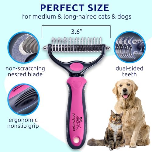 Pat Your Pet Deshedding Brush & Metal Comb Grooming Combo for Cats & Dogs