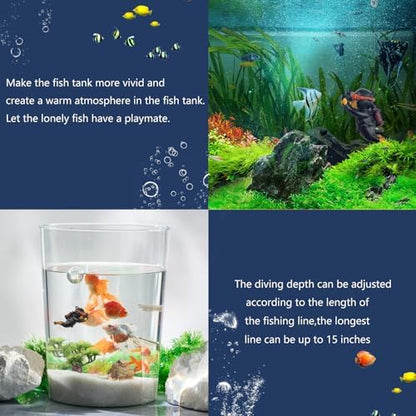onesimcr Floating Fish Tank Decorations, Aquarium Decorations, Lovely Diver Fish Tank Decorations, Floating Device Fish Tank Accessories，Suitable for All Kinds of Fish Tanks(Black)…
