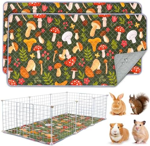 Unicorn Catcher 2 Pack Washable Guinea Pig Cage Liner, Waterproof Bedding