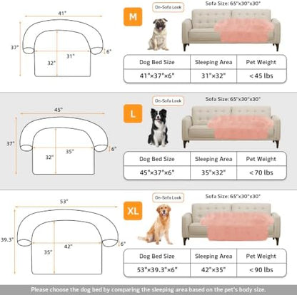 GGIB Calming Dog Bed Fluffy Plush Dog Mat for Furniture Protector with Removable Washable Cover for Large Medium Small Dogs and Cats (Large, Pink)