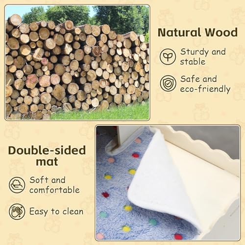 PETKNOWS Large Guinea Pig Hideout, Upgraded Castle House with Ramp Mats