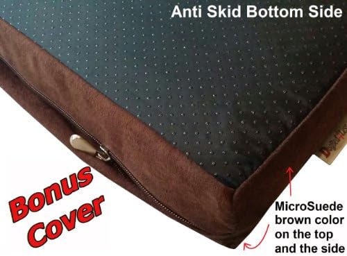 Dogbed4less Premium Orthopedic Memory Foam Pet Bed for Extra Large Dogs, Washable Durable Denim Cover, Waterproof Liner and Extra Case, Jumbo 55"X47"X4", Brown