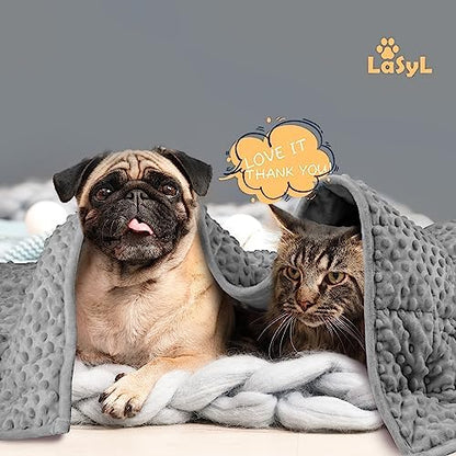 LaSyL Weighted Blanket for Pets | Thunder Blanket for Dogs Anxiety | Premium Soft Minky | Relaxation & Calming & Anti Anxiety | Used in Car, Bed, Couch | Dark Grey, Washable Medium (32"x40")