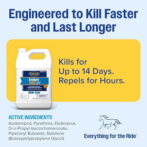 Farnam Endure Gold Fly Spray for Horses, Kills Flies Fast, Refill Gallon
