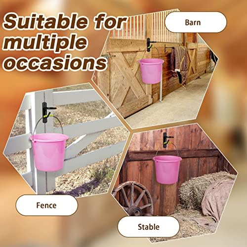 Tudomro Equestrian 1 Bucket Hook Hangers, Metal Hooks for Horse Water and Feed Buckets with 2 Screws for Stable, Barn, Farmhouse Supplies (Black)