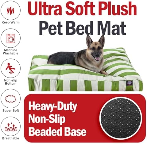 Majestic Pet Rectangle Large Dog Bed Washable – Non Slip Comfy Pet Bed – Dog crate Bed with Removable Washable Cover – Dog Kennel Bed for Sleeping - Dog bed X-Large Breed 50x42x5 Inch – Sage Green