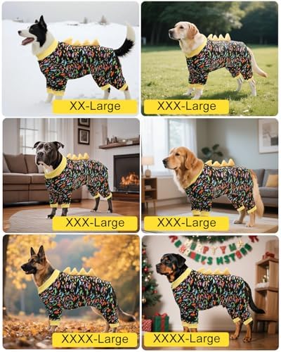 CuteBone Dinosaur Costume Dog Pajamas, Stretchy Spandex Crystal Velvet Sleepwear Coat for Small Dogs, Soft & Warm Pet Outfit Clothes for Cold Weather, Cozy Pullover Design COSP01-4XL