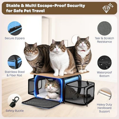 Top and 2 Sides Expandable Cat Carrier 18x13.5x9.5 TSA Airline Approved
