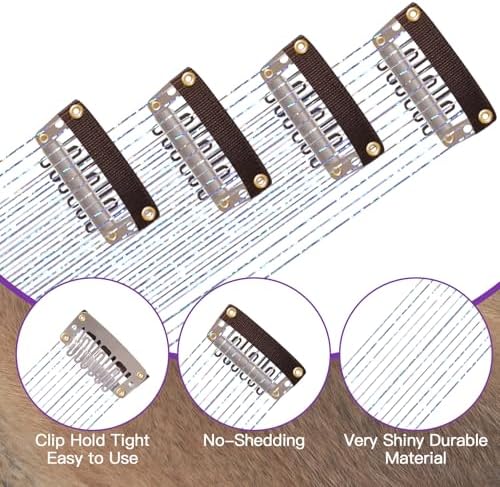 Juexica 18Pcs Horse Bling Accessories Clip in Hair Extension, Silver