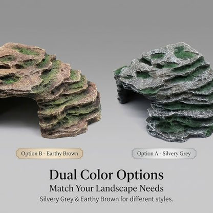 Large Reptile Hide Shale Scape Step Ledge, Reptile Cave Hideout, Bearded Dragons Accessories, Basking Rocks for Bearded Dragons (Large-B-11.8 * 9.8 * 5.3)