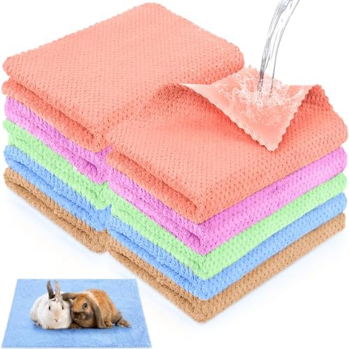 VitalCozy 10Pcs Guinea Pig Cage Liner Washable, Grid, 18x24 Inch, Colorful