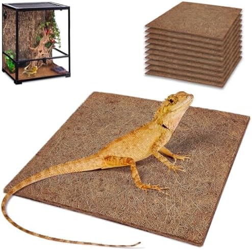 ZeeDix 10 Pcs Reptile Carpet 12x12 Inch Coconut Fiber Mat for Tank Bedding