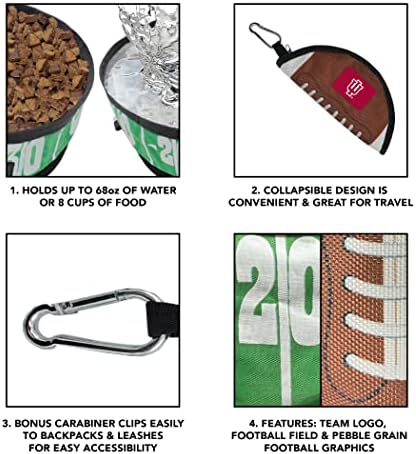 Pets First NCAA Indiana Hoosiers Collapsible Dog Travel Bowl Set, 2 Pack Food & Water Bowls for Dogs, Best Portable & Lightweight Leak-Proof Dog Bowls for Travel