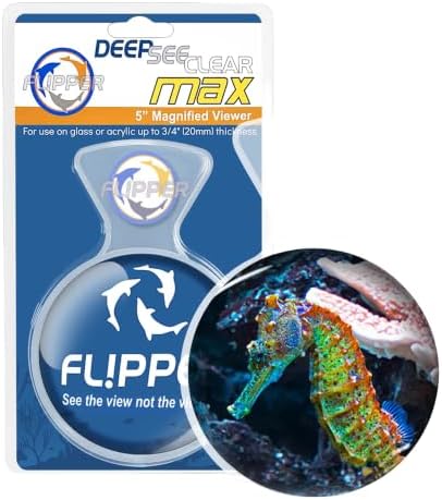 Flipper DeepSee 5" Magnetic Aquarium Viewer – Optical-Grade Magnifying Lens for Glass & Acrylic Tanks up to 5/8" Thick – Hands-Free Underwater Viewing for Fish, Corals & Aquarium Photography – Clear