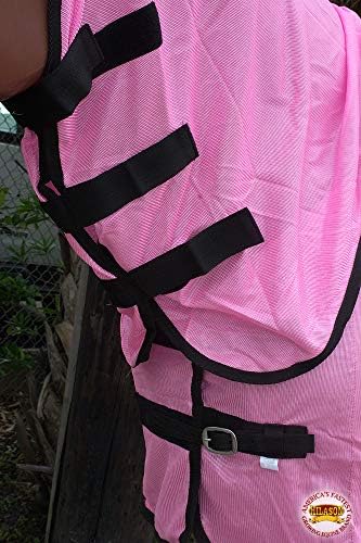HILASON 66 in Horse Fly Sheet Pink W/Black Piping UV Protect