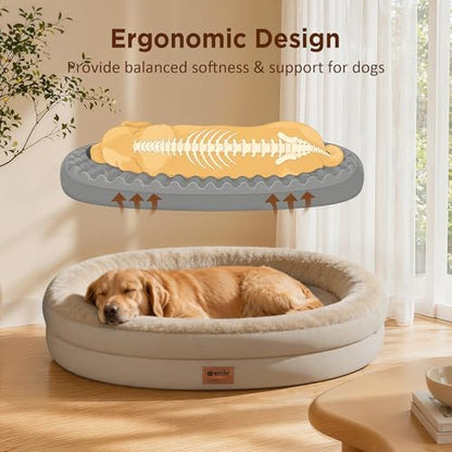 Waterproof Orthopedic Dog Bed for Extra Large Dogs, Light Brown