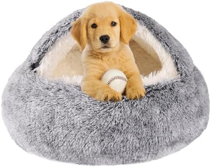 Dog Beds for Small Dogs, Cat Bed Cave, Washable Cute Cat Bed, Cozy Nook Pet Bed for Dogs or Cats, Anti-Slip Puppy Bed Fits up to 22 lbs Pets(Grey, 24" x 24")