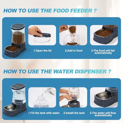 Automatic Dog Water Dispenser & Feeder Food Set, 304 Stainless Steel Bowls