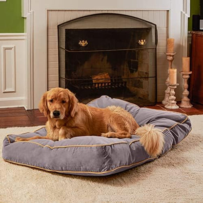 South Pine Porch Buddy Reversible Rectangle Pillow Style Microfiber Dog Bed with Removable, Machine-Washable Cover, Smoke, Large (48 in. x 36 in.)