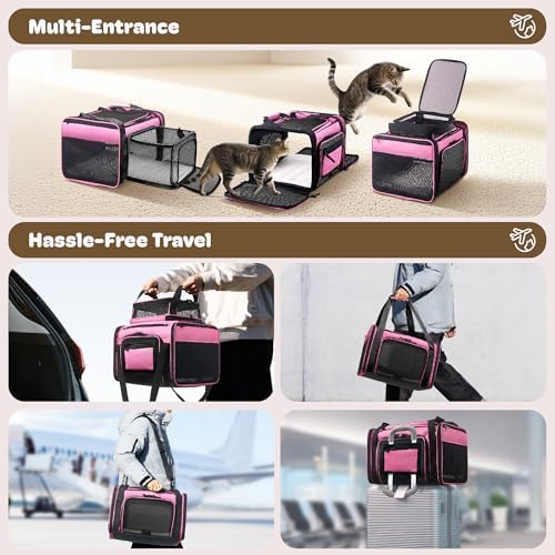 Top and 2 Sides Expandable Cat Carrier 18x11x11 TSA Airline Approved