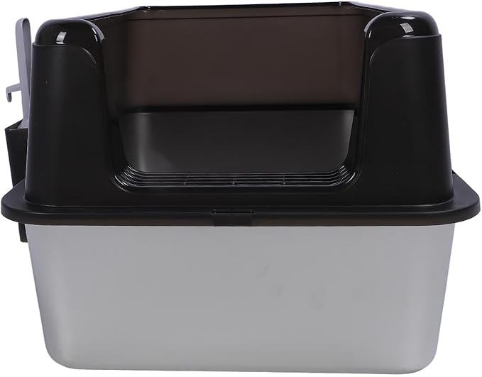Aramox Half Clad Stainless Steel Cat Bedroom with Metal with High Metal for Cats for Animal Owners and Their Like Friends Closed. (Black)