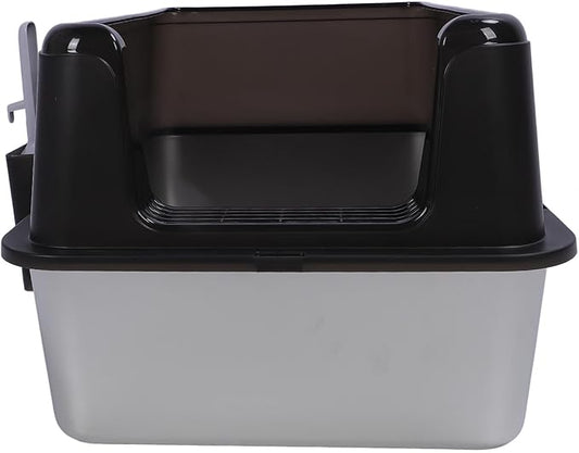 Aramox Half Clad Stainless Steel Cat Bedroom with Metal with High Metal for Cats for Animal Owners and Their Like Friends Closed. (Black)