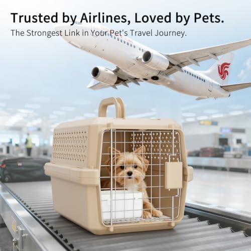RIZZARI Dog Travel Carrier Crate: Lightweight Handle Ventilated Design