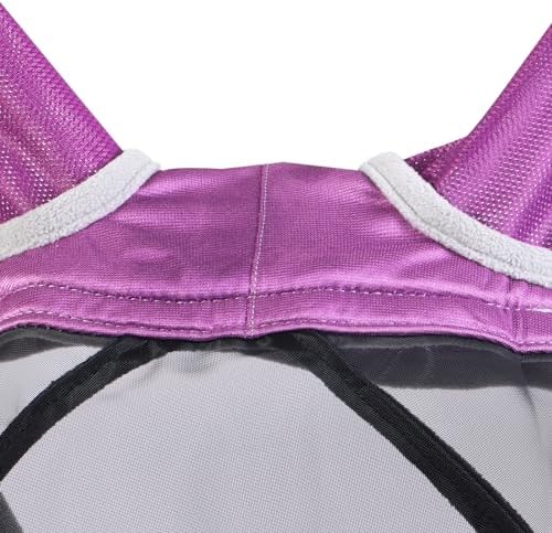 Harrison Howard CareMaster Pro Luminous Horse Fly Mask Large Eye Space Standard with Ears UV Protection for Horse Dark Magenta Full Size