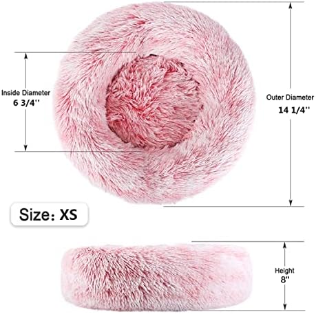 NOYAL Donut Dog Bed for Small Medium Pets, Plush Calming Faux Fur