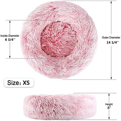 NOYAL Donut Dog Bed for Small Medium Pets, Plush Calming Faux Fur