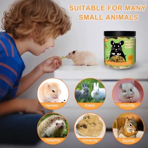 Natural Hamster Food 6oz, Vitamin & Mineral Rich Treats for Hamsters, Gerbils,Guinea Pigs, Chinchillas,Supports Dental Health and Digestion, Fruit & Vegetable Hamster Food