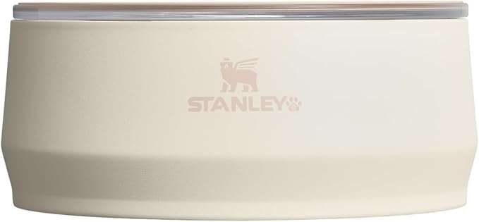 STANLEY Pet Bowl | 3-Cup (24 oz) Insulated Stainless Steel Dog & Cat Bowl | Splash-Resistant Lid | Dishwasher Safe | BPA-Free | Cream