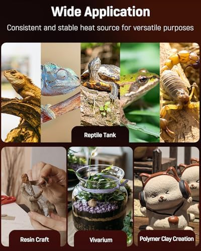 Pawfly 28 W Reptile Heat Pad with Thermostat 11 x 11 Inch Reptile Heating Pad Under Tank Terrarium Reptile Heat Mat for Turtles Frogs Snakes Lizards Geckos Hermit Crabs & Spiders
