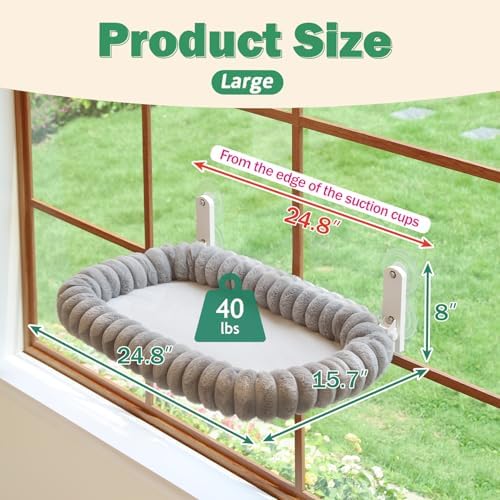 Zakkart SnugCloud Foldable Cat Window Perch (Gray, L)