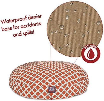 Burnt Orange Bamboo Medium Round Indoor Outdoor Pet Dog Bed With Removable Washable Cover By Majestic Pet Products