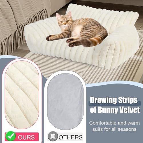 Dog Beds for Small Dogs,Cat Dog Couch Bed for Indoor Cats, Dog Sofa,M,White