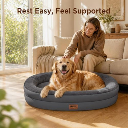 Waterproof Orthopedic Dog Bed for Large Dogs, Dark Grey