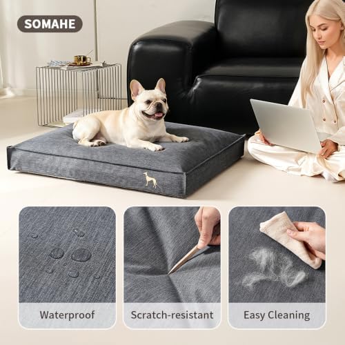 SOMAHE Waterproof Orthopedic Dog Bed, Washable, Medium 27.6x20x4 Green