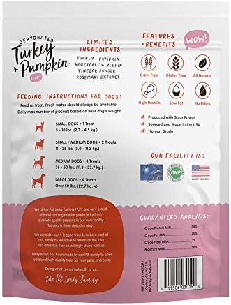 PET JERKY FACTORY Turkey & Pumpkin 12 oz. Dog Jerky Treats | 100% Human Grade | USA Made-| High Protein-| Grain Free-| Limited Ingredients-| No Filler-| BHA-BHT Free-| Soft-Tender,(Pack of 2)