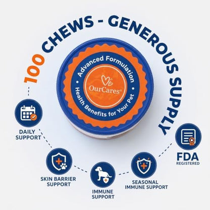 Dog Allergy Chews Anti-Itch Skin & Coat Probiotics 100 Chews